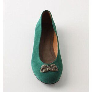 Anthropologie Pilcro Leaf Trinket Flats Green Suede Ballet Slippers Green 9